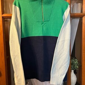 J. Crew Women's Zip Up Sweater - Green, Navy, white